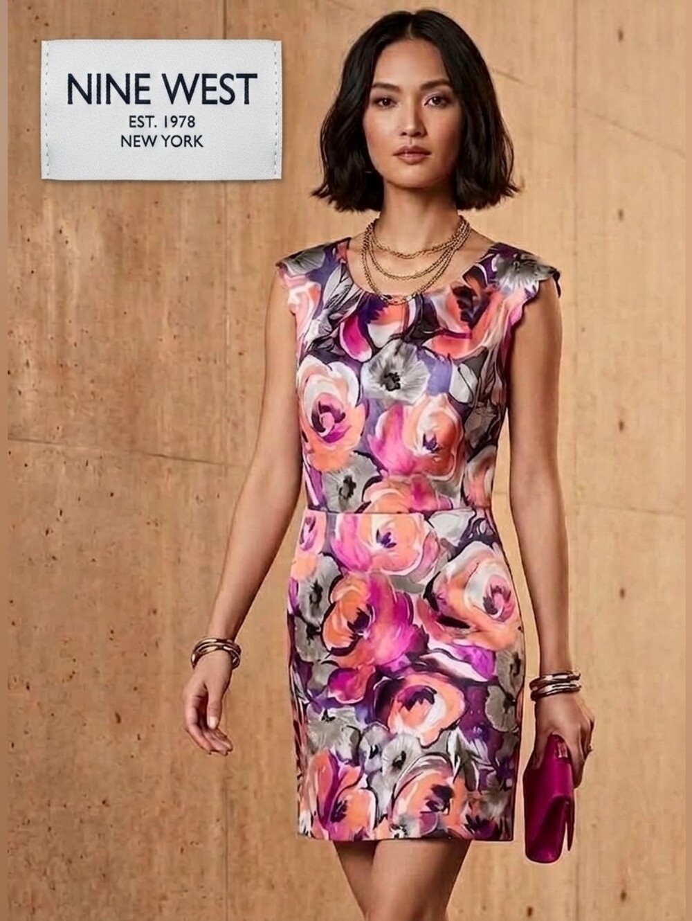 Nine West Floral Sheath Dress Size 12